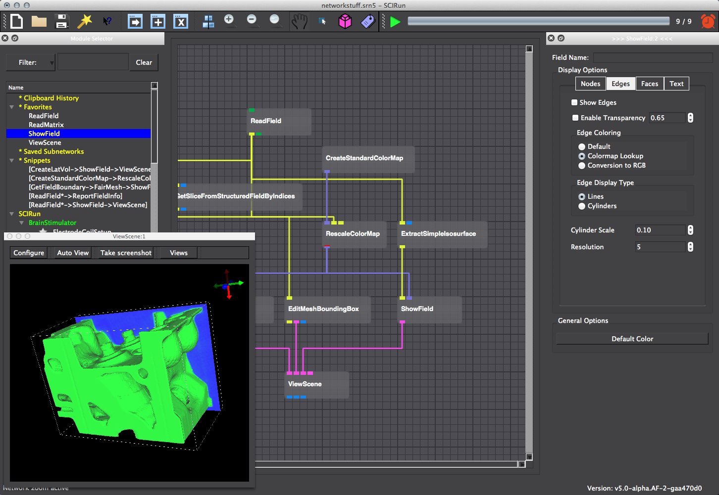 Adjusting parameters within the ShowField UI helps to better visualize the isosurface.